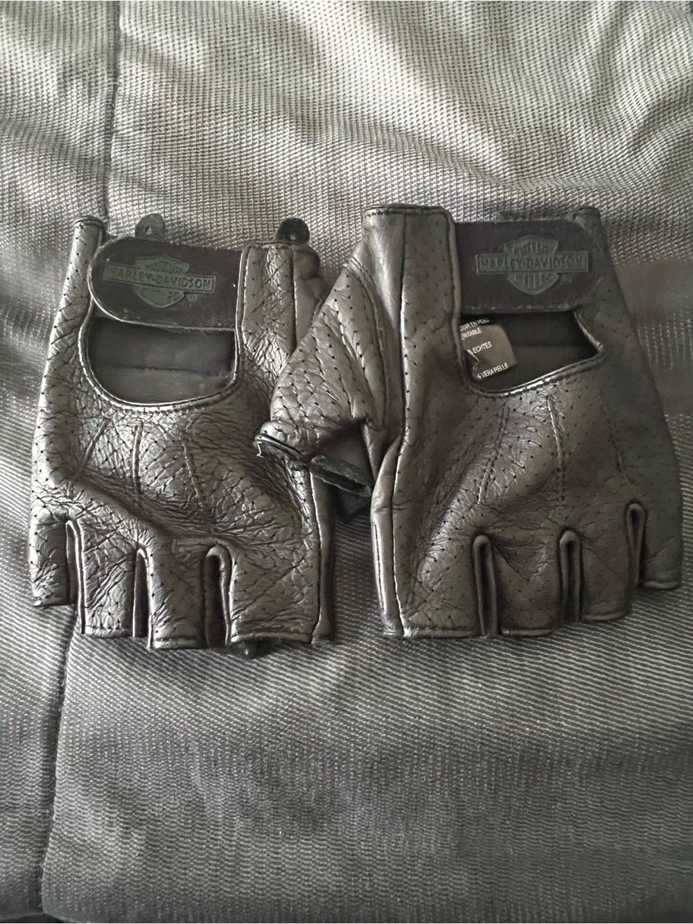 Harley-Davidson Black Fingerless Leather Riding Gloves